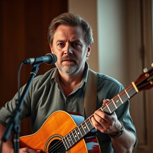 Portræt af en musiker med en guitar
